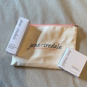 Jane Iredale Bundle: Eye Shadow Triple Pink Quartz + Lip Gloss Flush +  Bag